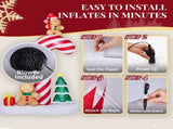 8.2FT Lighted Christmas Inflatable Decoration, Inflatable Giant Candy Cane with Gingerbread Men, 09930053