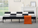 Velvet Upholstered Futon Sofa, Heavy-Duty Metal Frame, 5-Level Adjustable Backrest, Multi-Functional B347P507934