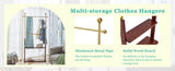 Golden Stainless Steel Hanger, Walnut Colored Solid Wood Double-Layer Coat Rack, 68.9 Inches High W1151P276823