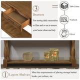 63inch Long Wood Console Table with 3 Drawers and 1 Bottom Shelf for Entryway Hallway Easy Assembly W1202114035