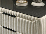 Mavela Wide Wale Corduroy Upholstery Nightstand, Cream T2574P243651