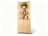 2-Door 5-Tier Slatted Bathroom Corner Cabinet 21.85"*12"*68.11" Tall Bathroom Cabinet Oak 27728023