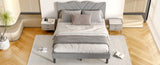 Queen Size Modern Platform Bed Frame with Upholstered Headboard & Wooden Slats - No Box Spring W2889P272590