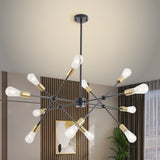 ZNTS Modern Sputnik Chandelier, Mid Century Chandelier Light Fixture, Black and Gold Pendant Lighting for 00311656