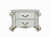 2 Drawers Nightstand with Oversized Scrolled Leg, Antique Pearl B016P257256