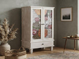French Country Accent Cabinet with 2 Glass Doors and Drawers,Tall Storage Cabinet With ,Modern W2263P505436
