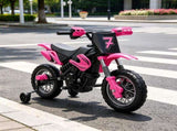 12V Kids Motorcycle 2 x 35W Electric Dirt Bike with Training Wheels Rear Suspension Horn Pink 70924596