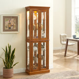 Curio Cabinet Lighted Curio Diapaly Cabinet with Adjustable Shelves and Mirrored Back Panel, W1693P154580
