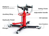 Transmission Jack, 1660 lbs 3/4-TonHydraulic 2-Stage High Lift Vertical Telescoping Floor Jack 12599906