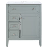 Solid Wood Bathroom Vanity with Ceramic Undermount Sink - 12" Soft-Close Drawer Slides, Flip Bin W2896P318465