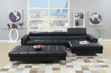 Black Bonded Leather Extra large Ottoman Metal Legs 1pc Ottoman HSESF00F7228