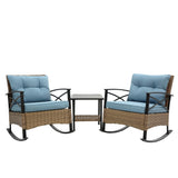 ZNTS 3pcs rocking rattan set wholesale leisure chair outdoor rattan rocking chair set grey W640134153