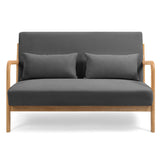 Leisure Chair with Solid Wood Armrest and Feet, Mid-Century Modern Sofa,2 seat 64077015