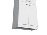White Pantry Cabinet with 4 Doors and 5 Hidden Shelves B062P193659