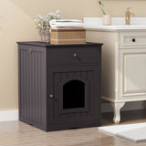 Wooden Pet House Cat Litter Box Enclosure with Drawer, Side Table, Indoor Pet Crate, Cat Home 42803098