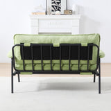 The 53-inch green sofa offers a spacious layout in the small apartment, easily handling various W3371P309475
