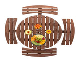 8-Person Outdoor Circular Wooden Picnic Table with 4 Built-in Benches for Patio Backyard Garden, 24709656