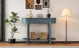 TREXM Elegant Retro Console Table with Curved Design Smooth Glaze for Entryways, Living Rooms N715P230796M