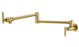 Gold Pot Filler Faucet Wall Mount Kitchen Folding Faucet with Double Joint Swing Arms, Two Handle T3177P277528