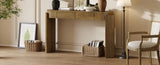 TREXM Entryway Table with Natural Wood Grain Finish, Console Table with Fluted Design, Oval Top and N715P288632D