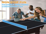 7*4ft Black Mid-Size Ping Pong Conversion Top Foldable & Portable Table Tennis Table Top for Indoor W1408P310184
