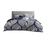 7 Piece Cotton Printed Comforter Set Indigo Cal King B03596963