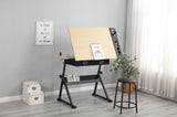 adjustable drawing drafting table desk with 2 drawers for home office and school with stool W347P151532
