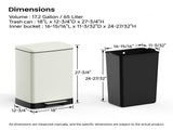 White 17 Gallons Pedal Trash Can with Soft Close Lid, Removable Inner Bucket & Detachable Wheels, 33350402