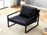 Set of 1 Classic Black PU Leather and Metal Frame Sofa -Ergonomically designed, a perfect blend of W3875P378628