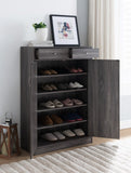 Shoe Cabinet, Two Door Storage Cabinet with Two Drawers, fits 15 Pair of Shoes- Distressed Grey B107130828