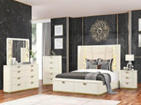La Pierre Modern Style 3-Drawer Night stand Made with Wood and Gold Accents in Beige B009P270815