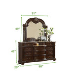 Traditional Style 11-Drawer Dresser With Metal Handle Pulls Made with Wood in Dark Walnut 808857686893
