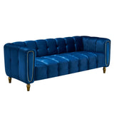 ZNTS Modern Velvet Sofa 83.07 inch for Living Room Blue Color W579107808