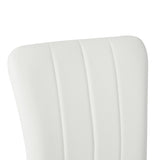 Modern white PU dining chair, cloth upholstered chair, electroplated metal chair legs, suitable for W210P224292