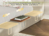 California King Upholstered Platform Bed Frame with Sliding Side Shelves, Corduroy Padded Bed with W1820P510295