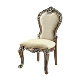 Beige and Antique Oak Side Chair with Nailhead Trim B062P215501