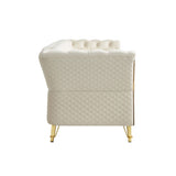 Modern Tufted Velvet Sofa 87.4 inch for Living Room Beige Color W579P329996