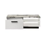 Matilda 47" White Coffee Table with White Faux Marble Top B061P160680