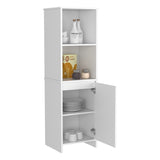 Eiffel Kitchen Pantry, Two External Shelves, Single Door Cabinet, Two Interior Shelves White -White B20091907