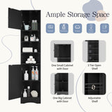 ZNTS Multi-Functional Corner Cabinet Tall Bathroom Storage Cabinet with Two Doors and Adjustable Shelves, WF530911AAB