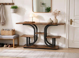 42.5" Narrow Console Table, 3-Tier Modern Entryway Table with Open Storage Shelves, Rustic Brown 35822430