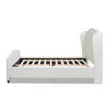 Fontana Wingback Upholstered Platform Bed Frame, Queen, Antique White Polyester B2719P245938