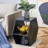 Hexagonal MDF coffee table, characteristic pattern stickers, multi-hole design to give more storage W1151P200321