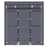 ZNTS 69" Portable Clothes Closet Non-Woven Fabric Wardrobe Double Rod Storage Organizer Gray 98225165