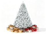 9 FT Snow Flocked Artificial Christmas Tree with 1498 Branch Tips, Hinged PVC Xmas Tree Foldable 32969360