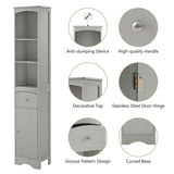 ZNTS Tall Bathroom Cabinet, Freestanding Storage Cabinet with Drawer, MDF Board, Adjustable Shelf, Grey 54569192