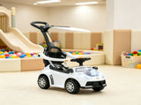 3-in-1 Kids Push Sliding Car with Music & Horn, White Toddler Ride-On with Removable Handle & Canopy 50462401