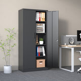72"H Metal Garage Storage Cabinet, Black Tool Steel Locking Cabinet with Doors and 4 Shelves, Tall 74034896