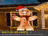 8ft Christmas Inflatable Gingerbread Man with a Candy Cane, Outdoor Blow-Up Yard Decoration with LED 95834892