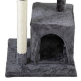 ZNTS Double Level Cat Tree Stand House Furniture Kittens Activity Tower Posts Kitty Pet Play House - dark W2181P190598